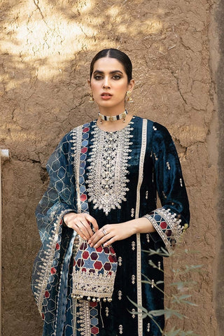 Cross Stitch Blue Formal Velvet Collection