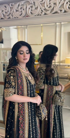 HARIS SHAKEEL NEW BLACK RAW SILK PARTY WEAR HEZZ-031