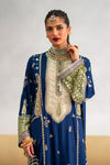 HADIZOUTIFT NEW BLUE RAW SILK PARTY WEAR FZZZ-011