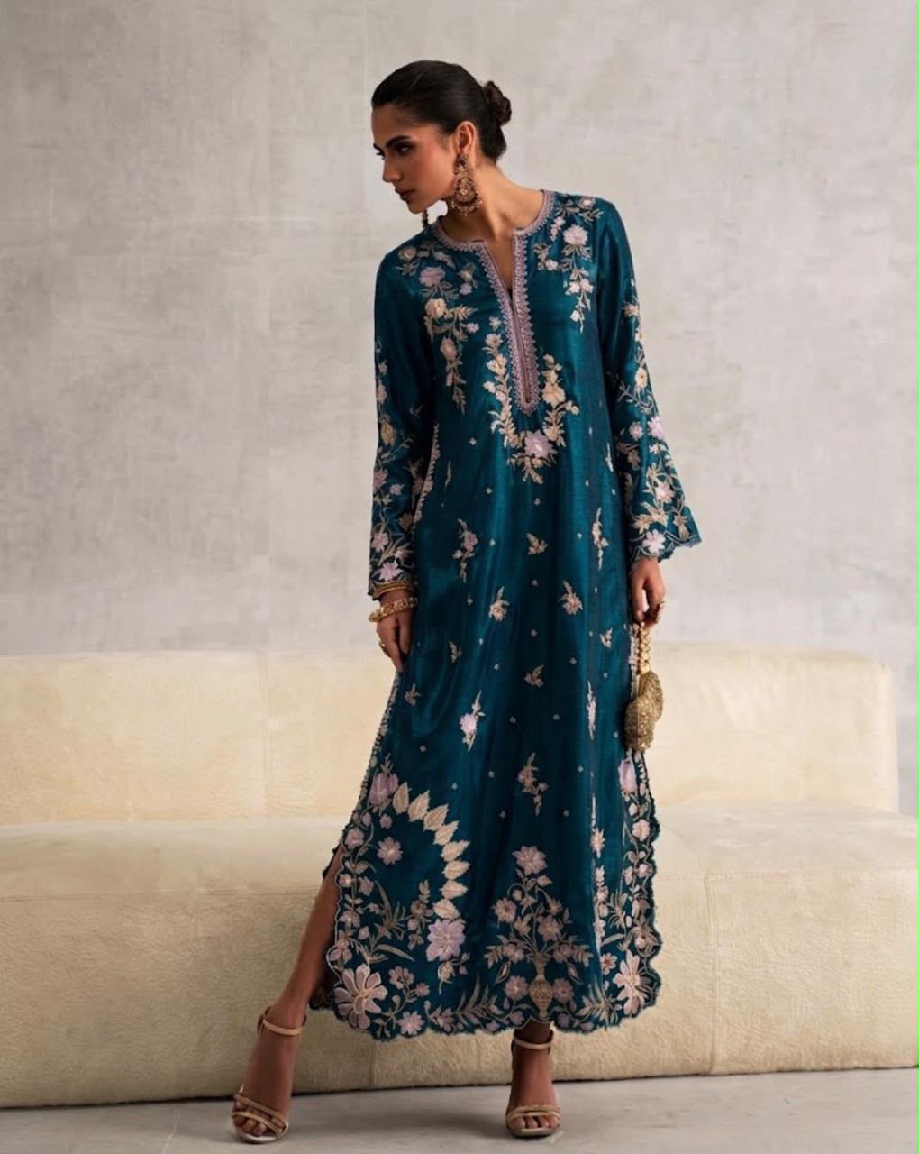 ETHNC NEW 2PC KAAFTAN STYLE SILK PARTY WEAR BFZZ-256