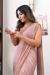 HADIZOUTFIT NEW PEACH CHIFFON PARTY WEAR SAREE ECZZ-246