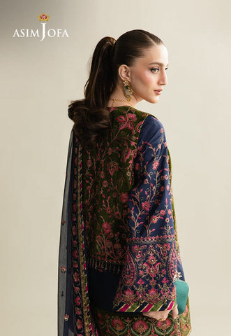 ASIM JOFA NEW BLUE RAW SILK PARTY WEAR