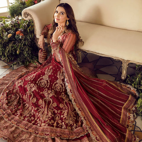 AFROZEH LA FUCHSIA WEDDING COLLECTION SIENNA NET 3 PC - 07499