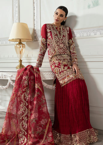SAIRA SHAKIRA NEW RED ORGANZA PARTY WEAR