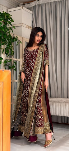 HARIS SHAKEEL NEW SHOCKING PINK CHIFFON PARTY WEAR
