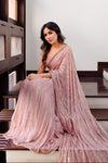 HADIZOUTFIT NEW PEACH CHIFFON PARTY WEAR SAREE ECZZ-246
