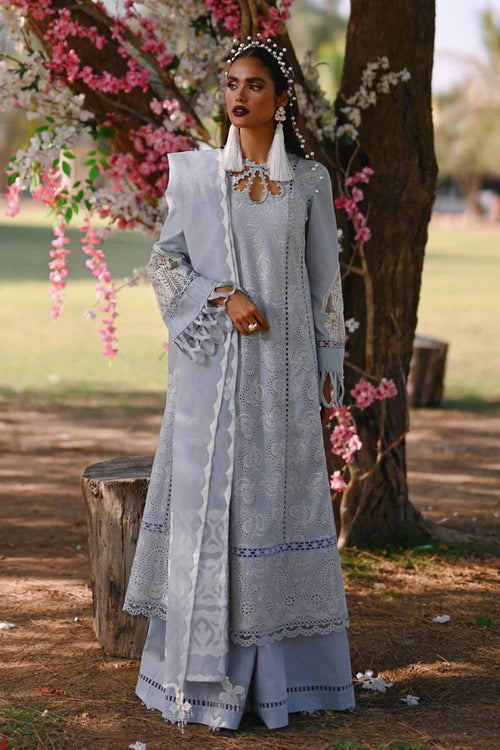 QALAMKAR NEW GREY CHIKANKARI LUXURY LAWN COLLECTION