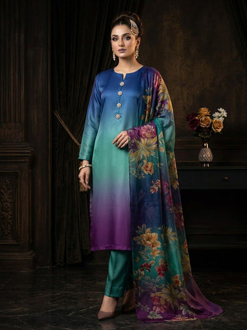 HADIZOUTFIT NEW DIGITAL PRINTED SILK FORMAL WEAR