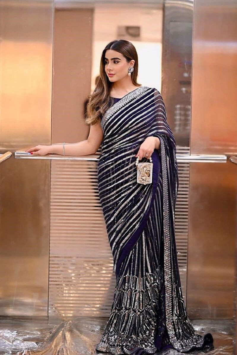 Saba Rajput Saba Rajput SIGNATURE BLACK Chiffon Saree - 11409 – Hadiz outfit