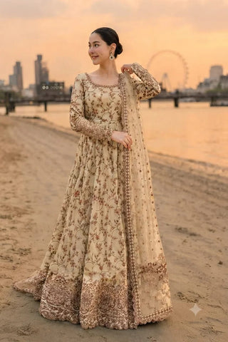 FAIZA SAQLAIN EMBROIDERED LUXURY LAWN MAXI GZZZ -092