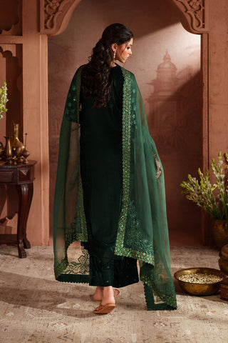 IZNIK NEW BOTTLE GREEN VELVET PARTY WEAR