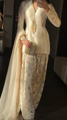 ZAINAB SHAMSI NEW WHITE RAW SILK PARTY WEAR EBEZ-091