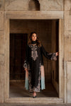 HADIZOUTFIT NEW BLACK SILK KAFTAN PARTY WEAR CBEZ -225