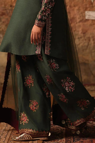 CHARIZMA NEW BOTTLE GREEN RAW SILK PARTY WEAR
