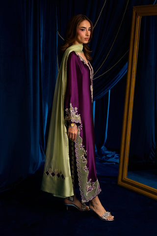 HADIZOUTFIT NEW PURPLE KAAFTAN STYLE SILK PARTY WEAR DGEZ- 267