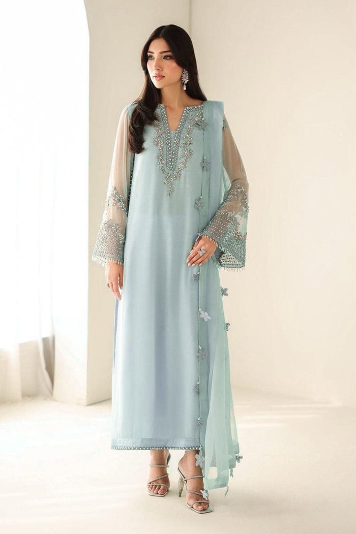 BAROQUE NEW SKY-BLUE CHIFFON PARTY WEAR