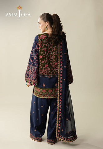 ASIM JOFA NEW BLUE RAW SILK PARTY WEAR