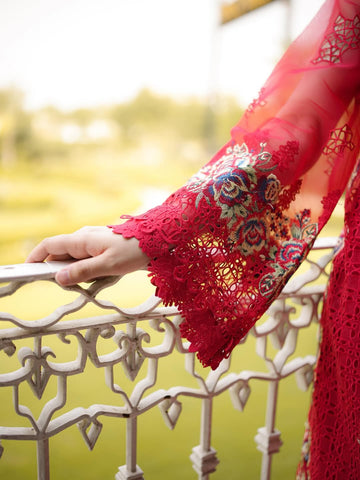 ANEELAS NEW RED CHIKANKARI LUXURY LAWN COLLECTION