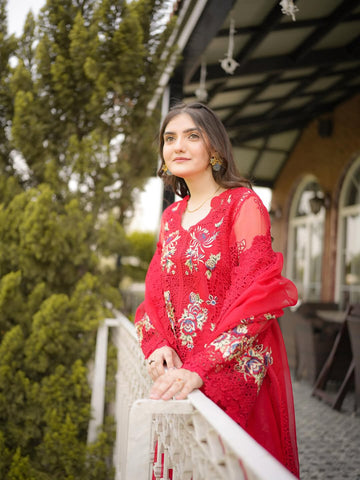 ANEELAS NEW RED CHIKANKARI LUXURY LAWN COLLECTION