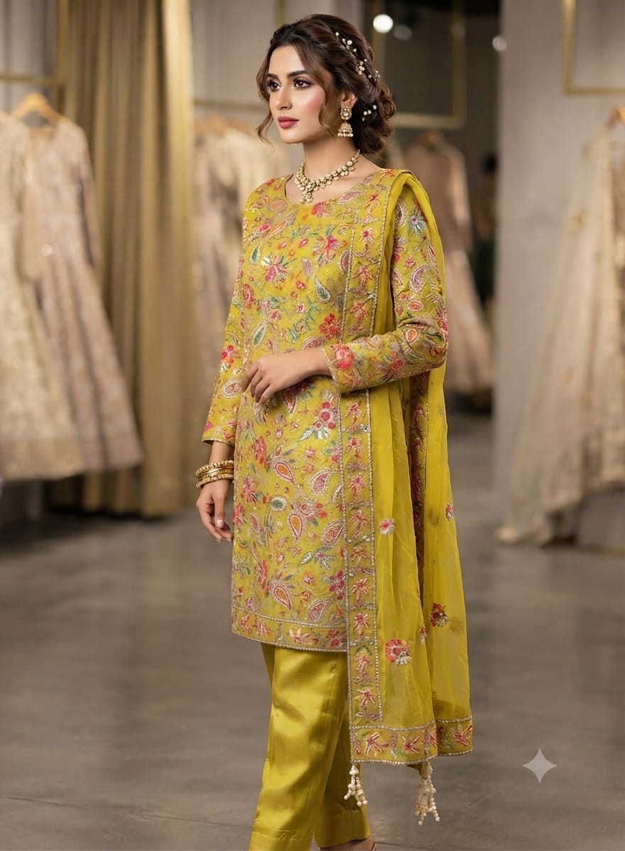 HADIZOUTFIT NEW MEHNDI/MAYO RAWSILK PARTY WEAR FHZZ-150