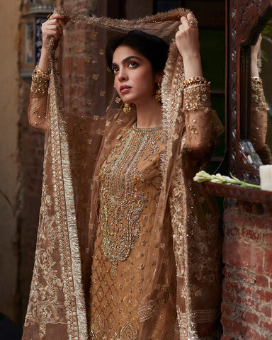 Faiza Saqlain Brown Formal Collection Net