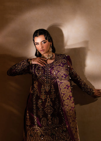 MARIA OSAMA NEW PURPLE BRIDAL WEAR LEHENGA  FBEZ-100