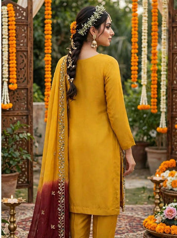 HADIZOUTFIT NEW MEHNDI/MAYO HAND MADE PARTY WEAR AZFZZ-217