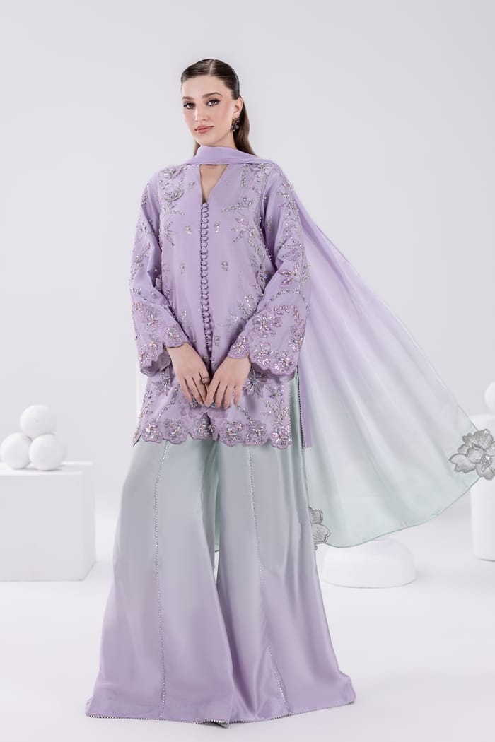 HADIZOUTFIT NEW LILAC SILK PARTY WEAR DBEZ-198