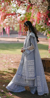 QALAMKAR NEW GREY CHIKANKARI LUXURY LAWN COLLECTION