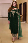 ANEELAS NEW BOTTLE GREEN VELVET PARTY WEAR
