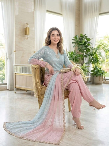 HADIZOUTFIT NEW TIE N DIE BAMBER CHIFFON PARTY WEAR