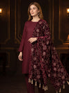 HADIZOUTFIT NEW MEHROON VELVET EMBROIDERED SHAWL
