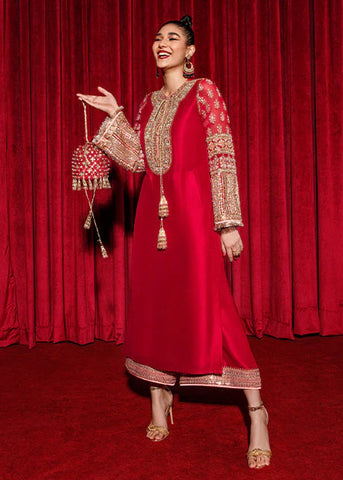 Hussain Rehar Red Formal Collection Silk