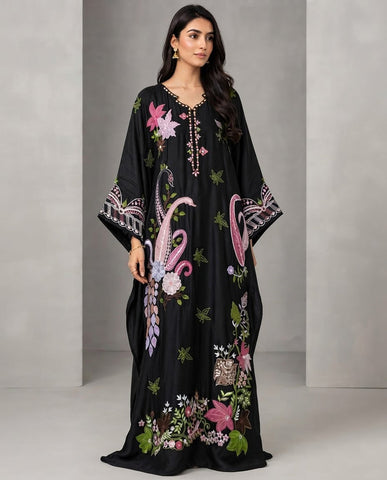 HADIZOUTFIT NEW KAAFTAN BLACK SILK PARTY WEAR CCZZ-172