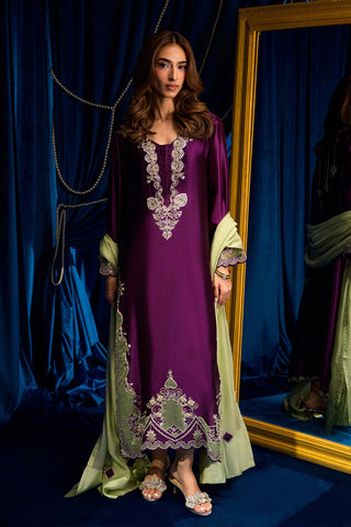 HADIZOUTFIT NEW PURPLE KAAFTAN STYLE SILK PARTY WEAR DGEZ- 267