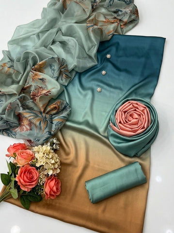HADIZOUTFIT NEW DIGITAL PRINTED SILK FORMAL WEAR