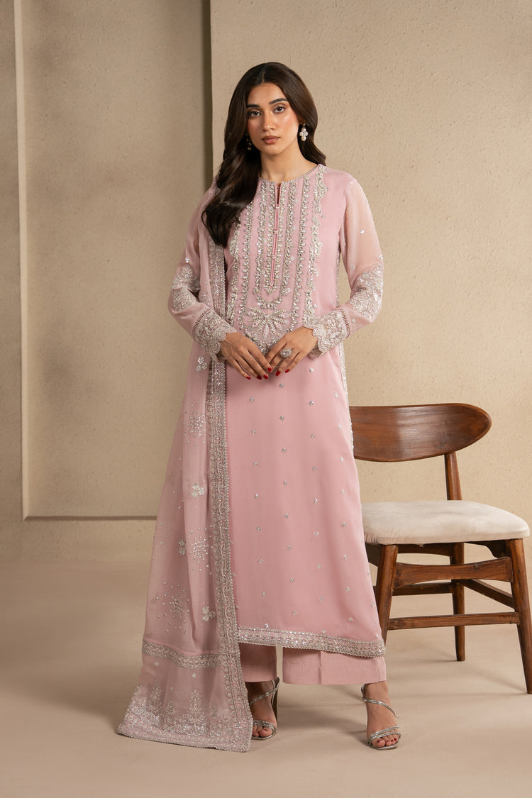 HADIZOUTFIT NEW PINK CHIFFON PARTY WEAR CCEZ-194