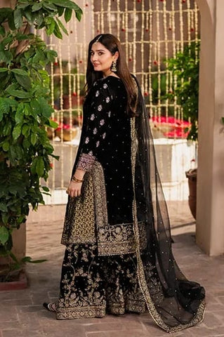 HASEENS NEW JET BLACK VELVET PARTY WEAR