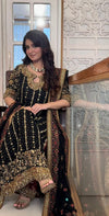 HARIS SHAKEEL NEW BLACK RAW SILK PARTY WEAR HEZZ-031