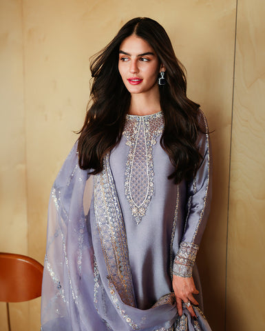 MUSHQ NEW LILAC SILK PARTY WEAR DZZZ-171
