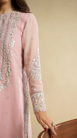 HADIZOUTFIT NEW PINK CHIFFON PARTY WEAR CCEZ-194