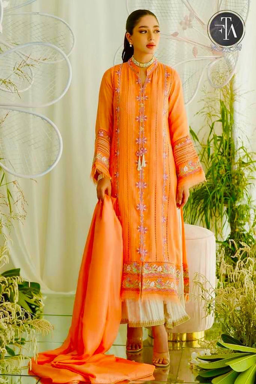 Farah Talib Orange Luxury Lawn Collection