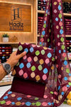 HADIZOUTFIT NEW MEHROON CHIFFON FORMAL WEAR CZZZ-053