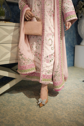 ANEELAS NEW PEACH KAAFTAN SILK PARTY WEAR FEZZ-224