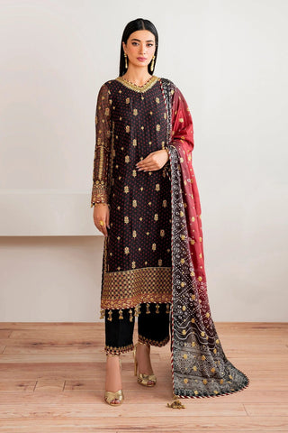 BAROQUE NEW CHIFFON  BLACK PARTY WEAR