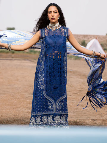 Bin Ilyas Blue Embroided Luxury Lawn Collection