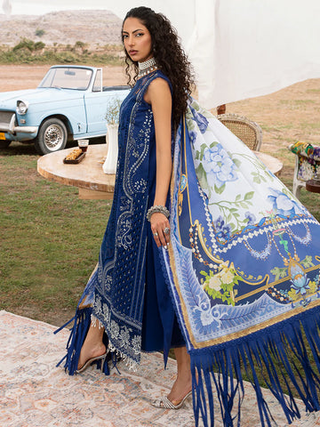 Bin Ilyas Blue Embroided Luxury Lawn Collection