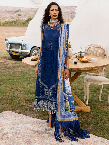 Bin Ilyas Blue Embroided Luxury Lawn Collection