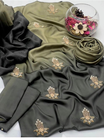 HADIZOUTFIT NEW MEHENDI TIE N DIE SILK PARTY WEAR CHZZ-059