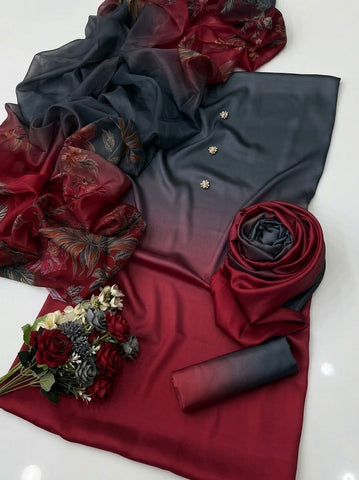 HADIZOUTFIT NEW DIGITAL PRINTED SILK FORMAL WEAR